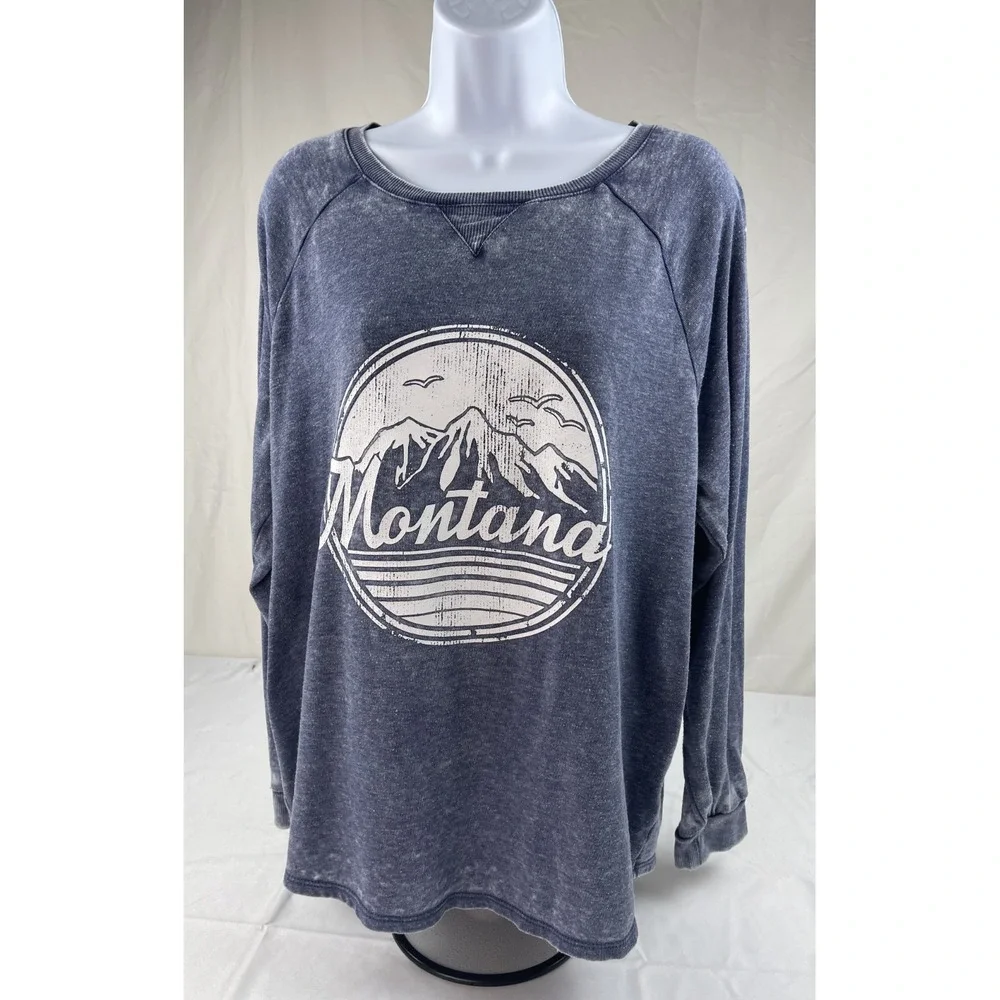 GRAYSON THREADS MONTANA CREWNECK SWEATSHIRT BLUE GRAPHIC PULLOVER ADULT XL